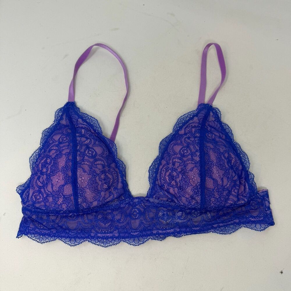 Free People Dora Larsen All Over Lace Underwire Bra in Purple & Pink 36B US 6 4 - Picture 5 of 10